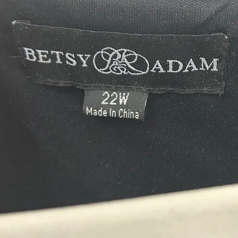Betsy Adam Black Chiffon Blouson Dress Crystal Shoulder Cuff Plus 22W - Picture 2 of 6
